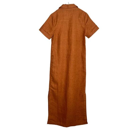 Banana Republic Short Sleeve Utility Linen Maxi Dress Pottery Clay Women's XS - Picture 9 of 9